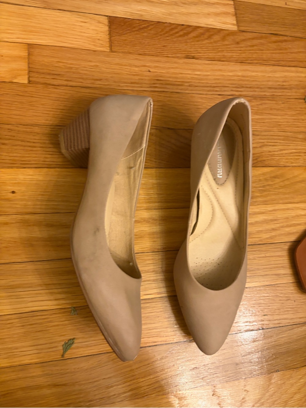 CL by Laundry Taupe Pointed-Toe Block Heel Mules